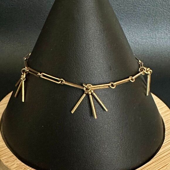 Madewell Tassel Dangle Paperclip Link Metal Bracelet - Picture 2 of 6